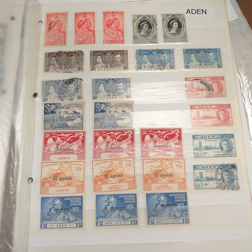 151 - Aden collection on 2 stock cards and 3 album pages, mint and used, with KGVI values to 2 rupees.