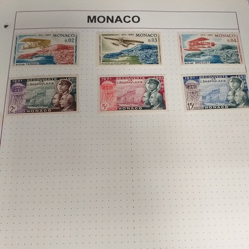 254 - Monaco collection on 14 pages mint and used, collection ranges from early to 1930's and 1960's to re... 