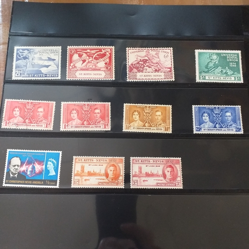 282 - St Kitts & Nevis selection on 11 album sheets / stock cards, good basis for expansion.