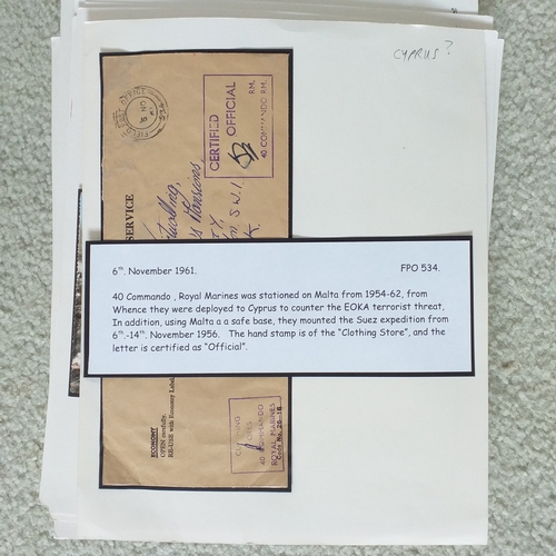 102 - GB.  Well written up 'Royal Marines' postal history collection on 50+ pages with mail from Royal Mar... 