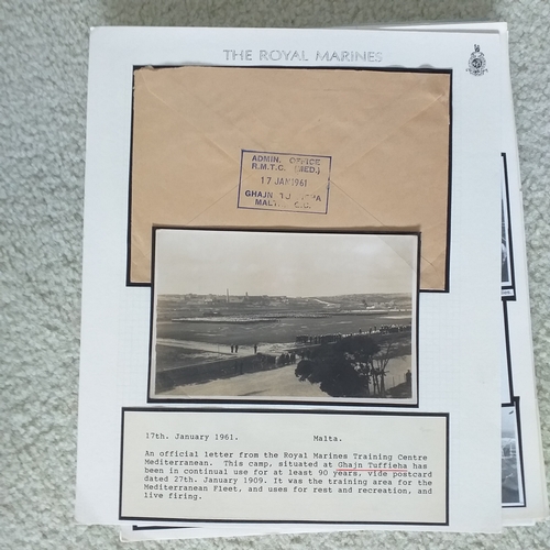 102 - GB.  Well written up 'Royal Marines' postal history collection on 50+ pages with mail from Royal Mar... 