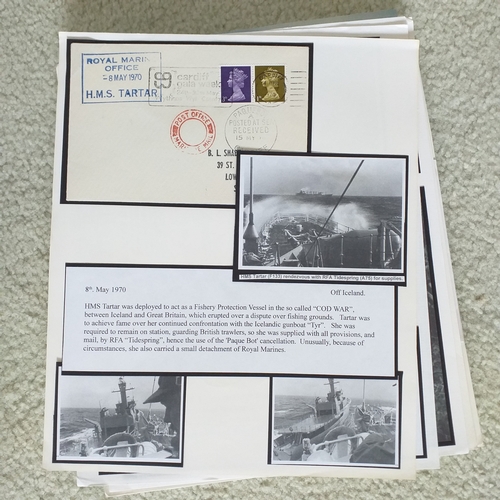 102 - GB.  Well written up 'Royal Marines' postal history collection on 50+ pages with mail from Royal Mar... 