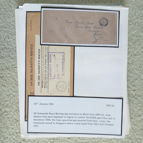 102 - GB.  Well written up 'Royal Marines' postal history collection on 50+ pages with mail from Royal Mar... 