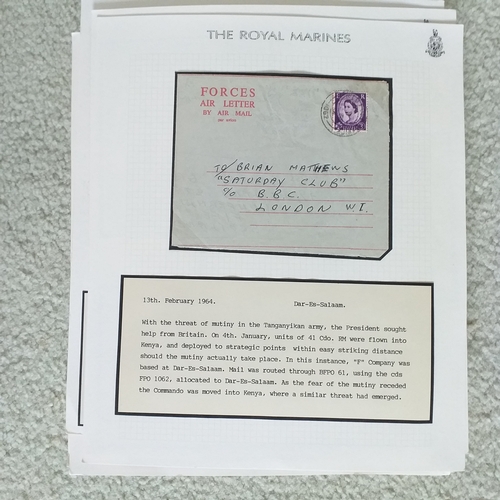 102 - GB.  Well written up 'Royal Marines' postal history collection on 50+ pages with mail from Royal Mar... 