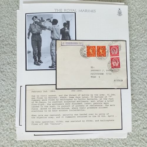 102 - GB.  Well written up 'Royal Marines' postal history collection on 50+ pages with mail from Royal Mar... 