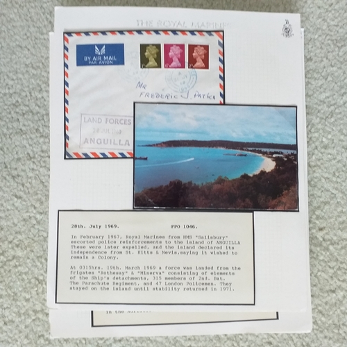 102 - GB.  Well written up 'Royal Marines' postal history collection on 50+ pages with mail from Royal Mar... 