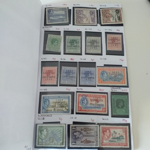 133 - Club book of un-mounted mint KGVI material, mainly UPU sets, plus defins from Bahamas, British Solom... 