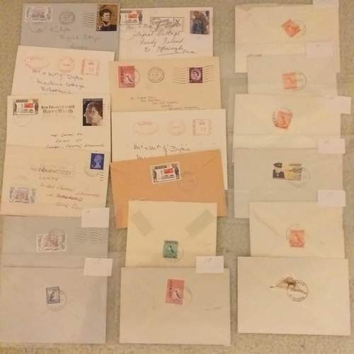 103 - GB Lundy. 18 items of mail to/from Lundy, 1960-85. All looks to be commercial covers.