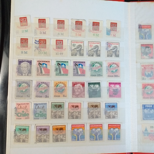 150 - An A5 size 8/16 page/side stock book of East German Trade Union Revenues - an unusual lot,.
