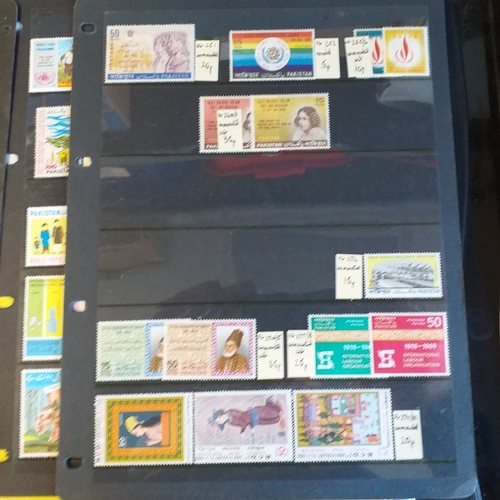 267 - Pakistan on 7 sides on Stock card, 1960-1970's mostly MNH, one side used issues. 5-8
