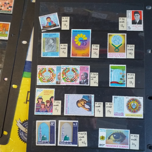 267 - Pakistan on 7 sides on Stock card, 1960-1970's mostly MNH, one side used issues. 5-8
