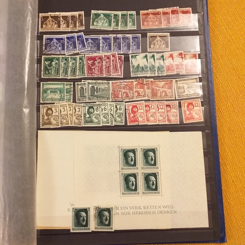 35 - Box containing a large accumulation of Germany related material - large stock book with issues from ... 