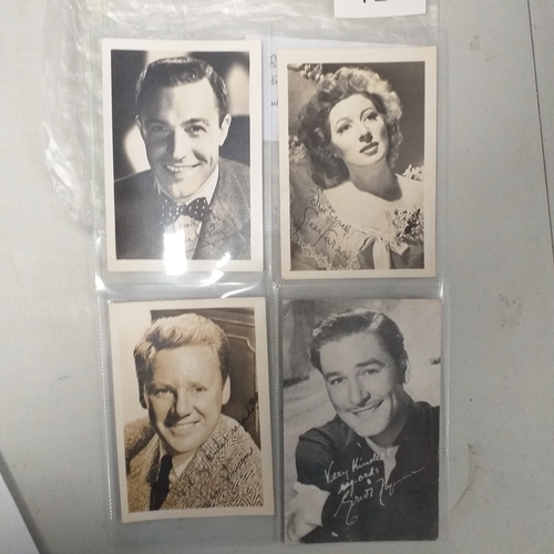 75 - Postcards - Cinema stars - 8 Hollywood stars (some with Printed signatures incl Bergman & Flynn)