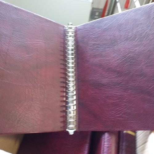 118 - Box contains 7 Stanley Gibbons Maroon 4 Ring Binders ? no leaves.  All in excellent condition.