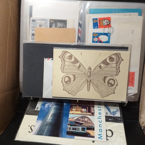 40 - Glory box, Stamps in tins, packets, old albums including GB FDC collection in Royal Mail album (1960... 