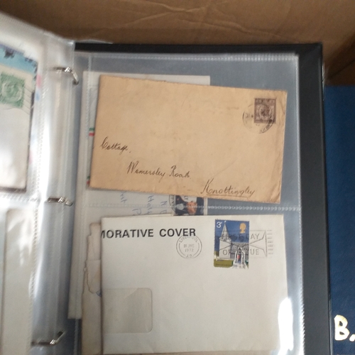 40 - Glory box, Stamps in tins, packets, old albums including GB FDC collection in Royal Mail album (1960... 