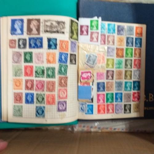 40 - Glory box, Stamps in tins, packets, old albums including GB FDC collection in Royal Mail album (1960... 