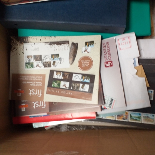 40 - Glory box, Stamps in tins, packets, old albums including GB FDC collection in Royal Mail album (1960... 