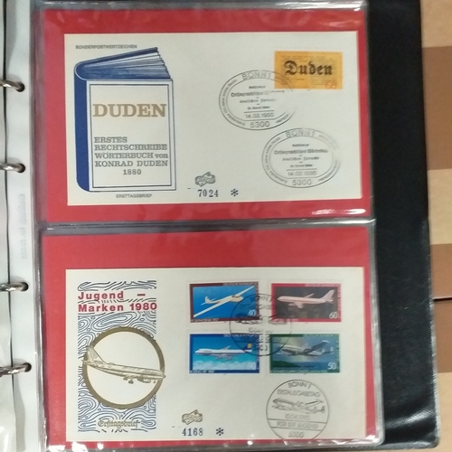 90 - Red First Day cover album with over 150 GERMANY First Day Covers in superb condition covering period... 