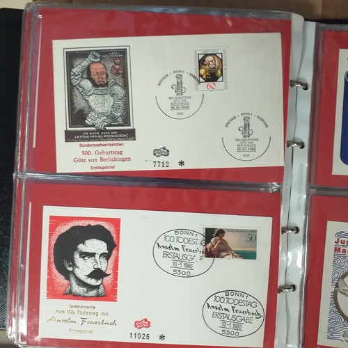 90 - Red First Day cover album with over 150 GERMANY First Day Covers in superb condition covering period... 