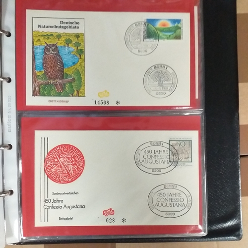 90 - Red First Day cover album with over 150 GERMANY First Day Covers in superb condition covering period... 