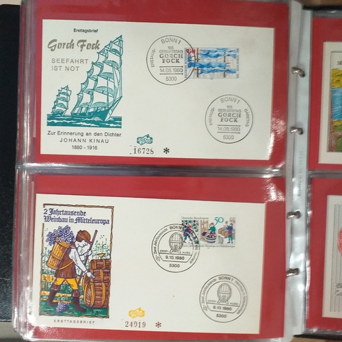 90 - Red First Day cover album with over 150 GERMANY First Day Covers in superb condition covering period... 