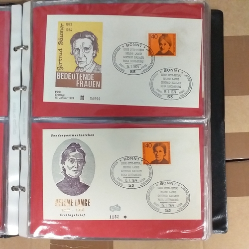 90 - Red First Day cover album with over 150 GERMANY First Day Covers in superb condition covering period... 