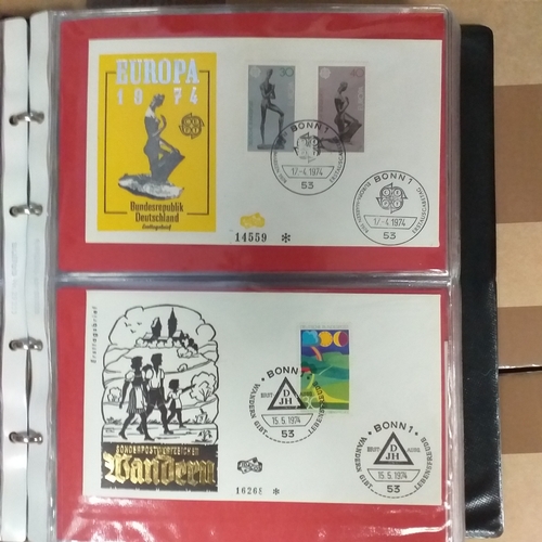 90 - Red First Day cover album with over 150 GERMANY First Day Covers in superb condition covering period... 