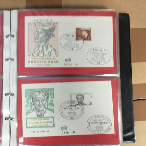 90 - Red First Day cover album with over 150 GERMANY First Day Covers in superb condition covering period... 