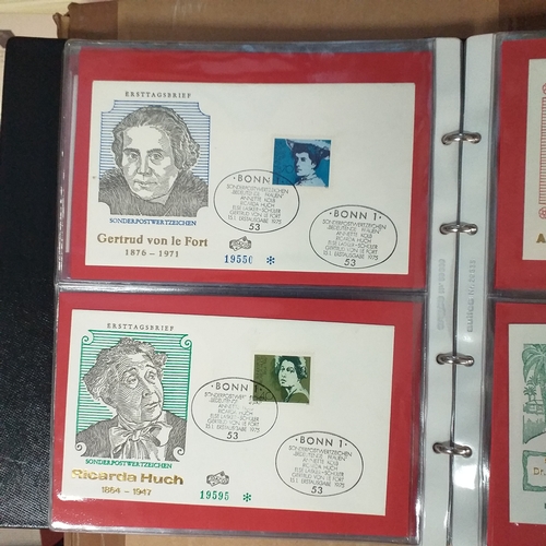 90 - Red First Day cover album with over 150 GERMANY First Day Covers in superb condition covering period... 
