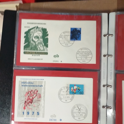 90 - Red First Day cover album with over 150 GERMANY First Day Covers in superb condition covering period... 
