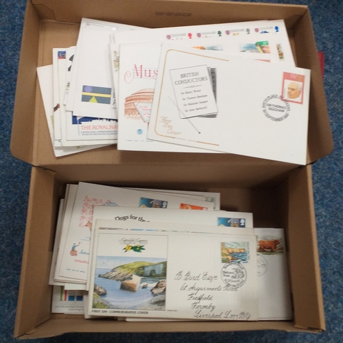 92 - Shoe box containing 69 GB FDC's in excellent condition, around 50% have special postmarks.