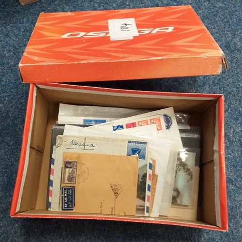 104 - Orange shoe box with a selection of postal history all previously priced to sell circa 2-5 each.