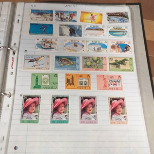 155 - Anguilla collection in a 2 ring binder mint/used, 1967 to late 1980's, Mostly mint, some used issues