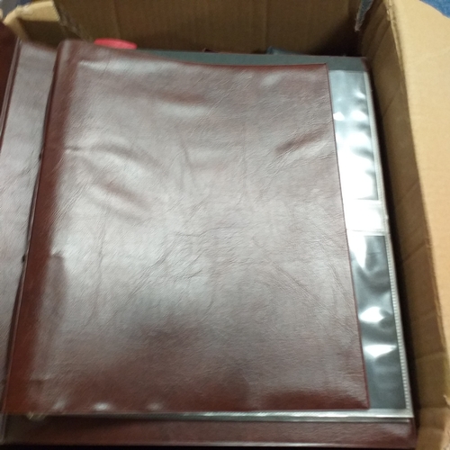 113 - Box of empty albums etc - 4 x small FD, 2 x Royal Mail Presentation Pack albums, Windsor album, Red ... 