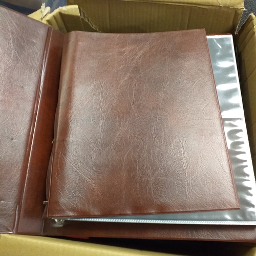 113 - Box of empty albums etc - 4 x small FD, 2 x Royal Mail Presentation Pack albums, Windsor album, Red ... 