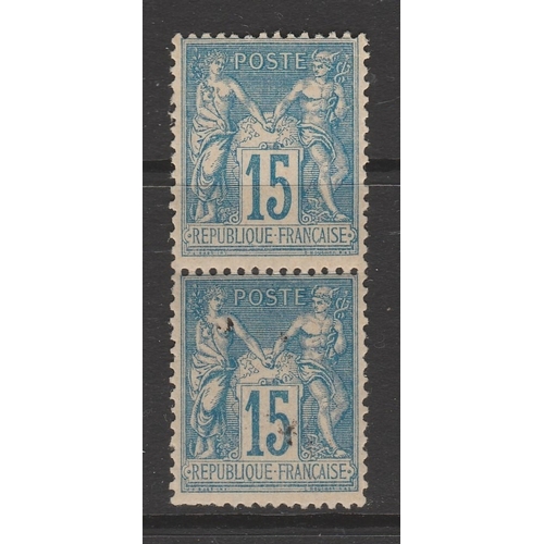 387 - Yt 90 - 1878 15c Sage - Vert pair - 1 Never hinged
