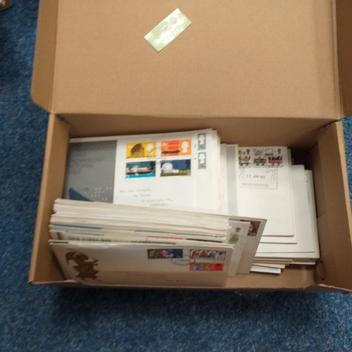 91 - Shoe box containing over 130 GB FDC's, many with special postmarks, all in good condition.