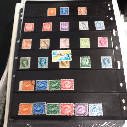 1 - Box containing a huge selection of stamps on leaves and album pages, collections a number of which a... 