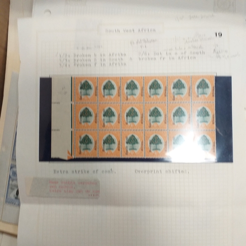 1 - Box containing a huge selection of stamps on leaves and album pages, collections a number of which a... 