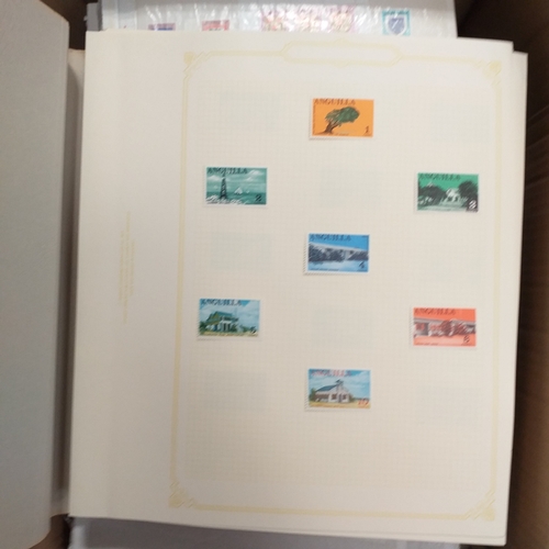 1 - Box containing a huge selection of stamps on leaves and album pages, collections a number of which a... 