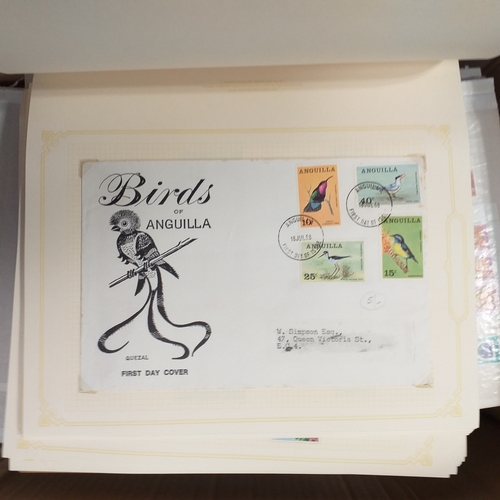1 - Box containing a huge selection of stamps on leaves and album pages, collections a number of which a... 