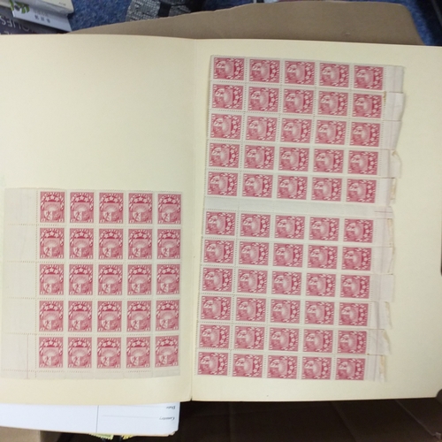 14 - Glory box - albums and stock books, box of loose stamps on/off paper, stock cards etc, empty album a... 