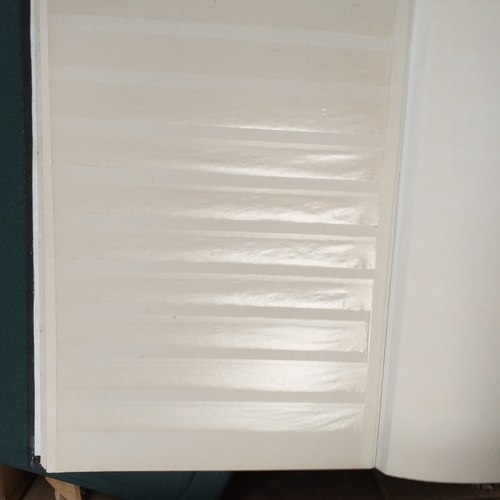 14 - Glory box - albums and stock books, box of loose stamps on/off paper, stock cards etc, empty album a... 