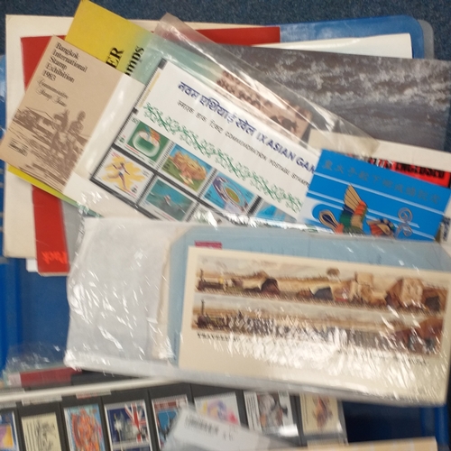 14 - Glory box - albums and stock books, box of loose stamps on/off paper, stock cards etc, empty album a... 