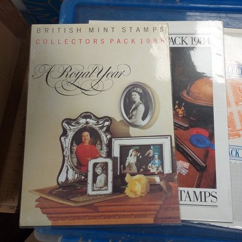 14 - Glory box - albums and stock books, box of loose stamps on/off paper, stock cards etc, empty album a... 