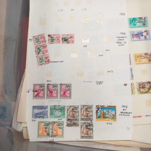31 - Box of album leaves - 100's mostly Commonwealth, some foreign - viewing required