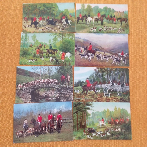 45 - 8 different fox hunting postcards