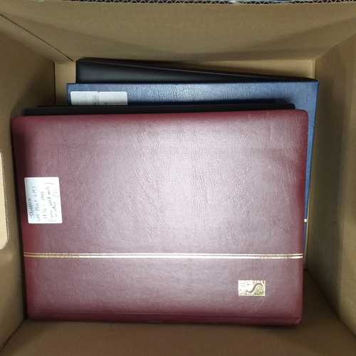 12 - Box: 6 Stock books and albums, contain collections from Jamaica, Malaysia, Football thematics and 2 ... 