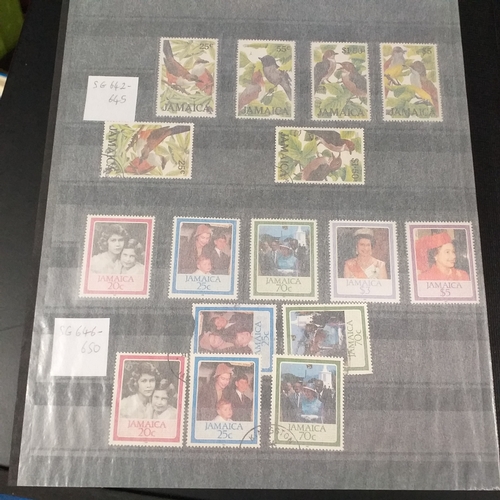 12 - Box: 6 Stock books and albums, contain collections from Jamaica, Malaysia, Football thematics and 2 ... 